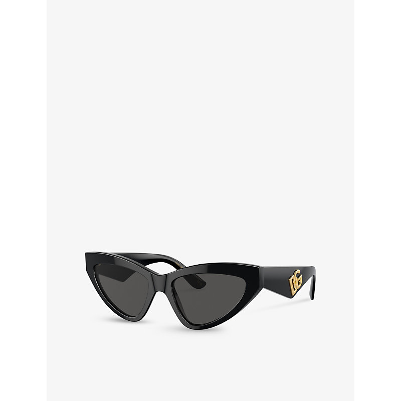 Shop Dolce & Gabbana Women's Black Dg4439 Cat Eye-frame Acetate Sunglasses