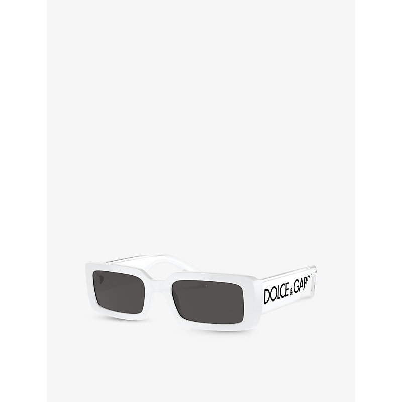 Shop Dolce & Gabbana Women's White Dg6187 Rectangle-frame Injected Sunglasses