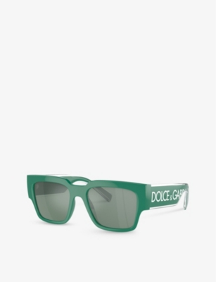 Shop Dolce & Gabbana Women's Green Dg6184 Square-frame Injected Sunglasses