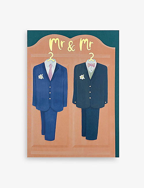 RASPBERRY BLOSSOM: 'Mr & Mr' wedding card 16cm x 11cm