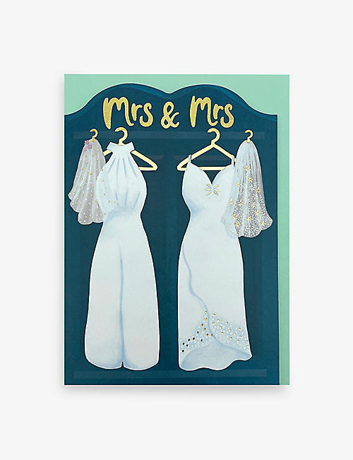 RASPBERRY BLOSSOM: 'Mrs & Mrs' wedding card 16cm x 11cm