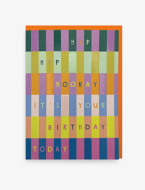 RASPBERRY BLOSSOM: 'Hip Hooray It's Your Birthday Today' greetings card 18cm x 13cm