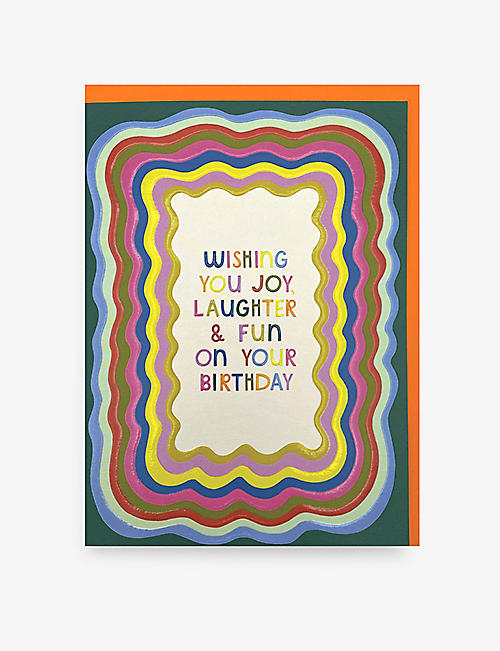 RASPBERRY BLOSSOM: 'Joy, Laughter & Fun On Your Birthday' greetings card 18cm x 13cm