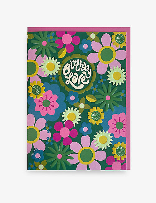 RASPBERRY BLOSSOM: 'Birthday Love' greetings card 18cm x 13cm