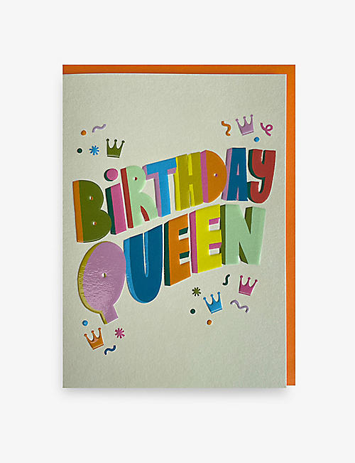 RASPBERRY BLOSSOM: 'Birthday Queen' greetings card 18cm x 13cm