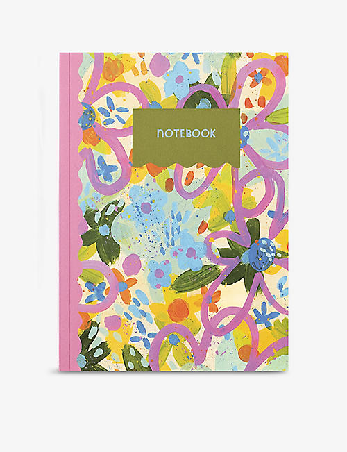 RASPBERRY BLOSSOM: Canvas Floral graphic-print notebook 15cm x 21cm