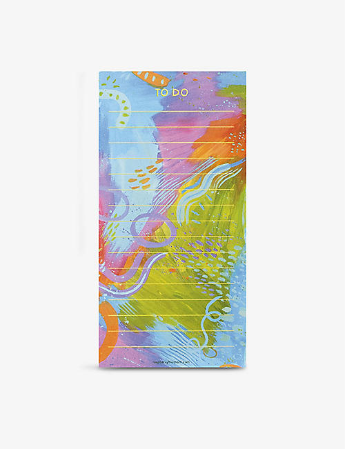 RASPBERRY BLOSSOM: Canvas Waves graphic-print lined list pad 10cm x 21cm