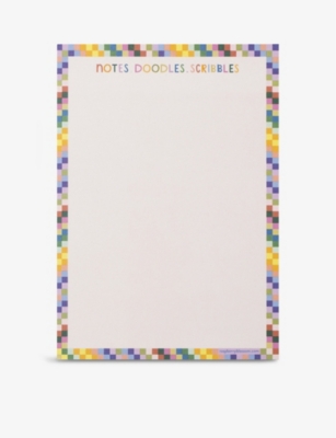 RASPBERRY BLOSSOM: Rainbow Squares graphic-print scribble pad 15cm x 21cm