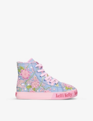 Lelli Kelly Girls Blue Other Kids Hermione Bead-embellished Woven Mid-top Trainers 4-8 Years