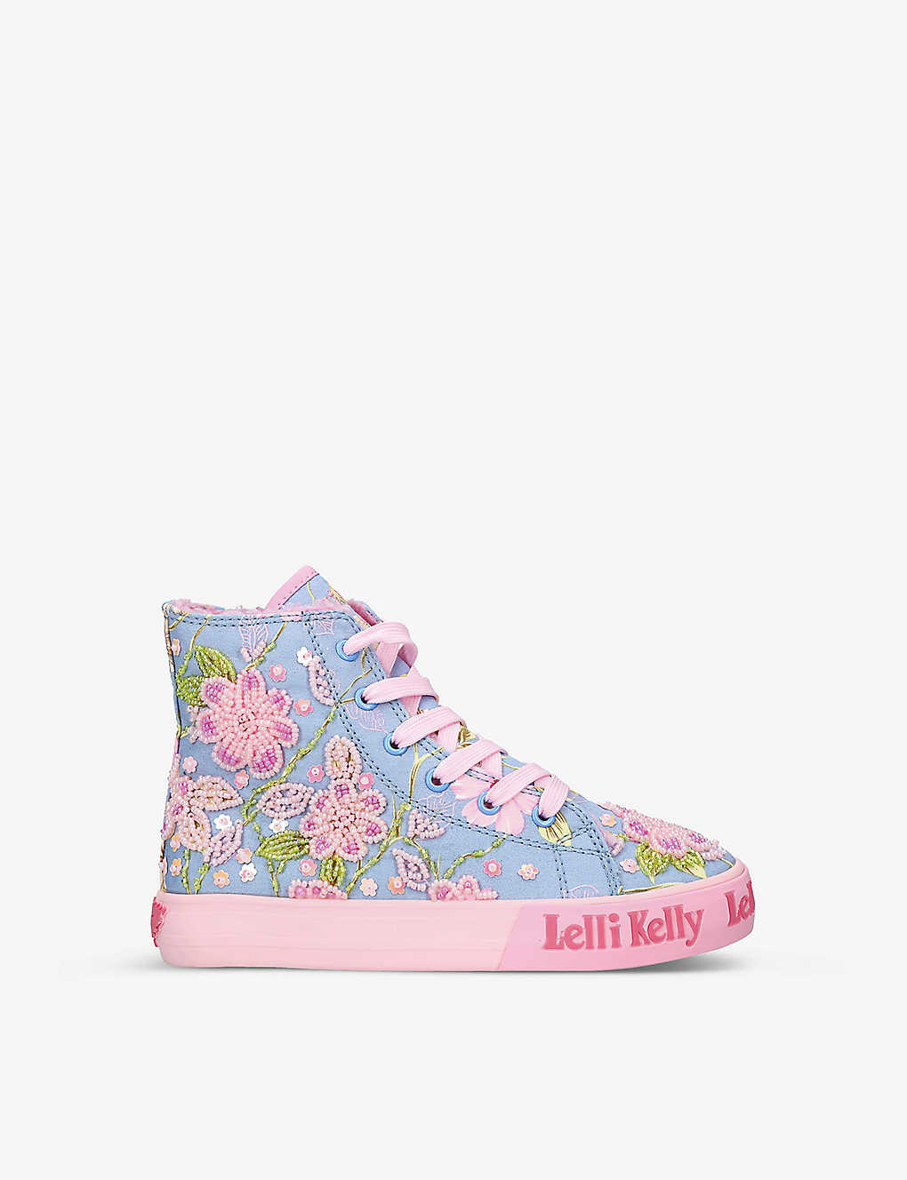 LELLI KELLY LELLI KELLY GIRLS BLUE OTHER KIDS HERMIONE BEAD-EMBELLISHED WOVEN MID-TOP TRAINERS 4-8 YEARS