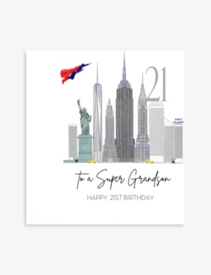 FIVE DOLLAR SHAKE: 21 - Super Grandson graphic-print greetings card 16cm x16cm