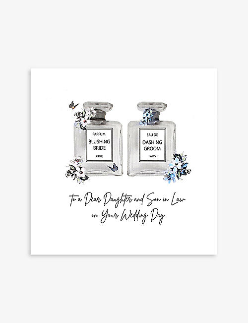 FIVE DOLLAR SHAKE: Wedding Day Daughter & Son In Law graphic-print greetings card 16cm x 16cm