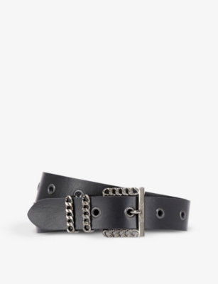 THE KOOPLES: Chain-embellished logo-embossed leather belt