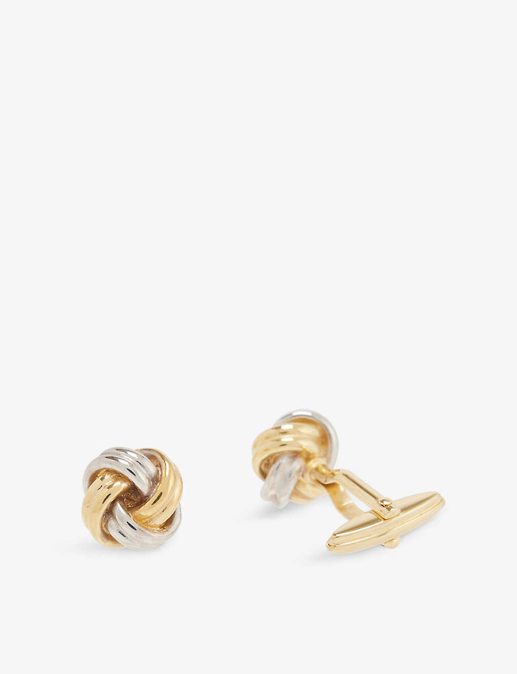 Lanvin Mens Gold Silver Knotted Two-tone Rhodium-plated Brass Cufflinks