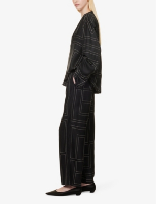 Toteme Monogram Silk Pajama Bottoms in Black Monogram – Hampden Clothing