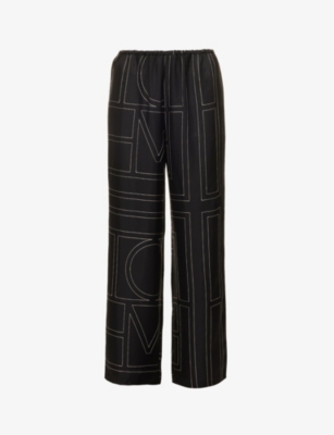 Totême Monogram-Embroidered Silk Pajama Pants - ShopStyle