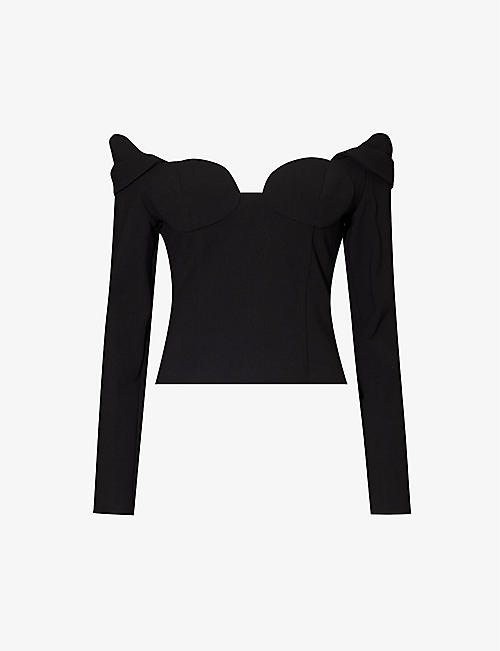 MAGDA BUTRYM: Ruched slim-fit stretch-wool blouse