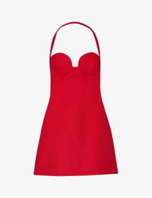 Magda Butrym Cup-detailed Wool-silk Mini Dress In Red