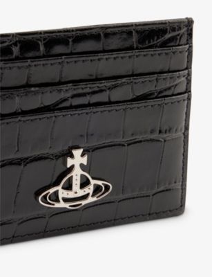 VIVIENNE WESTWOOD: Orb-logo croc-embossed leather card holder