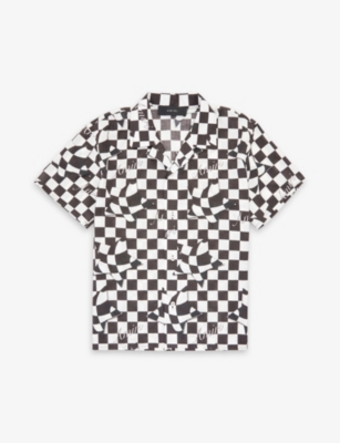 AMIRI AMIRI BOYS BLACK KIDS CHECK-PATTERN COTTON-POPLIN SHIRT 10-12 YEARS,68512287