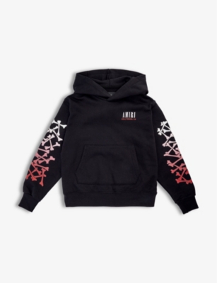Amiri Black Sweatshirt For Kids With Bones Pritn And Logo In Black