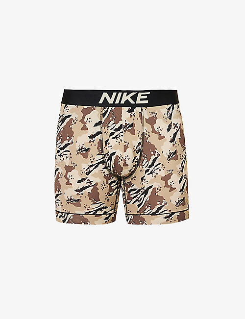 NIKE: Camo-print branded-waistband stretch-woven boxer briefs