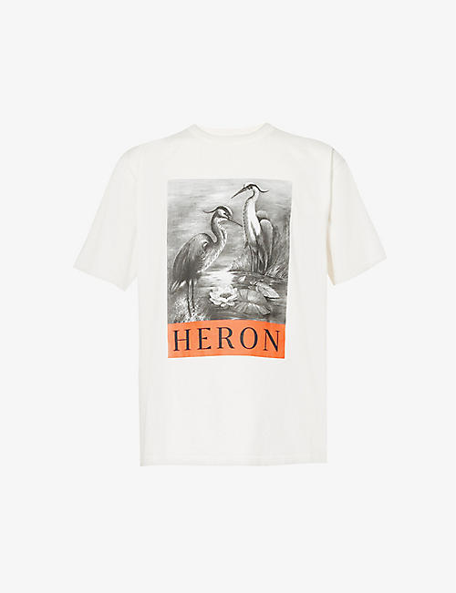 HERON PRESTON: Graphic-print regular-fit cotton-jersey T-shirt