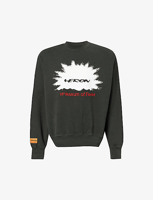 HERON PRESTON: Museum brand-print cotton-jersey sweatshirt