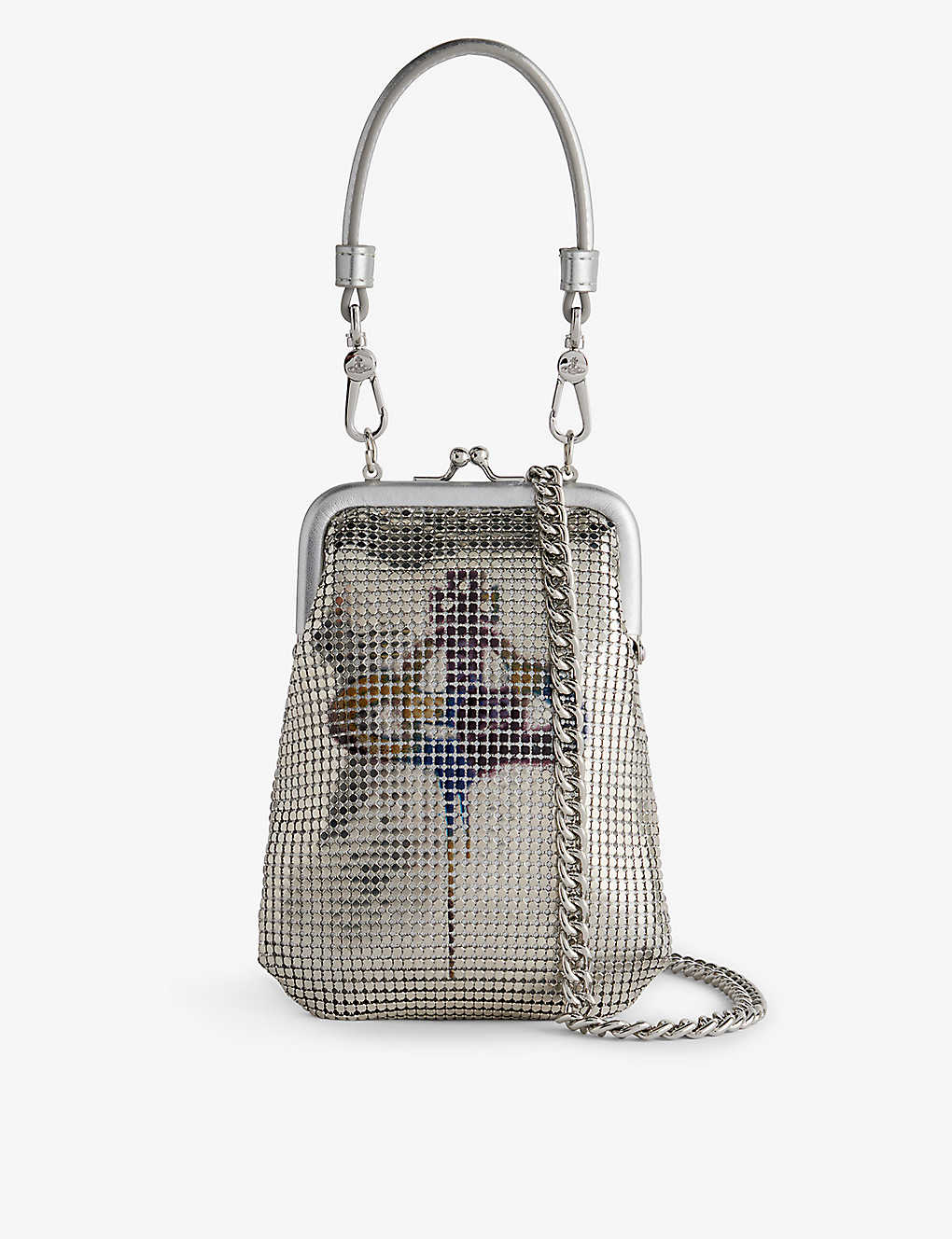 Vivienne Westwood Womens Silver Multi Orb Tessa Orb-pattern Chainmail Clutch Bag