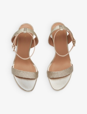 Shop Lk Bennett Ivette Textured-woven Metallic-leather Sandals In Gol-pale Gold
