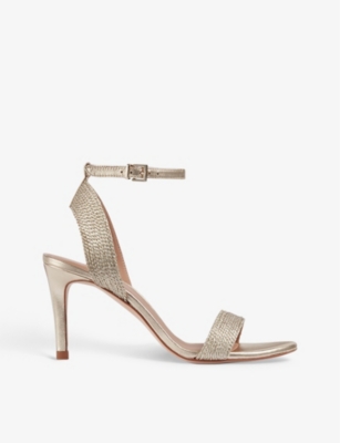 LK BENNETT: Ivette textured-woven metallic-leather sandals