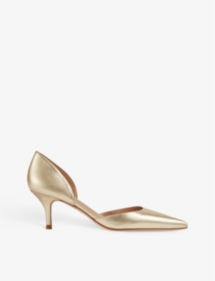 Lk Bennett Womens Gol-pale Gold Harley D'orsay Pointed Metallic-leather Courts In Pale Blue