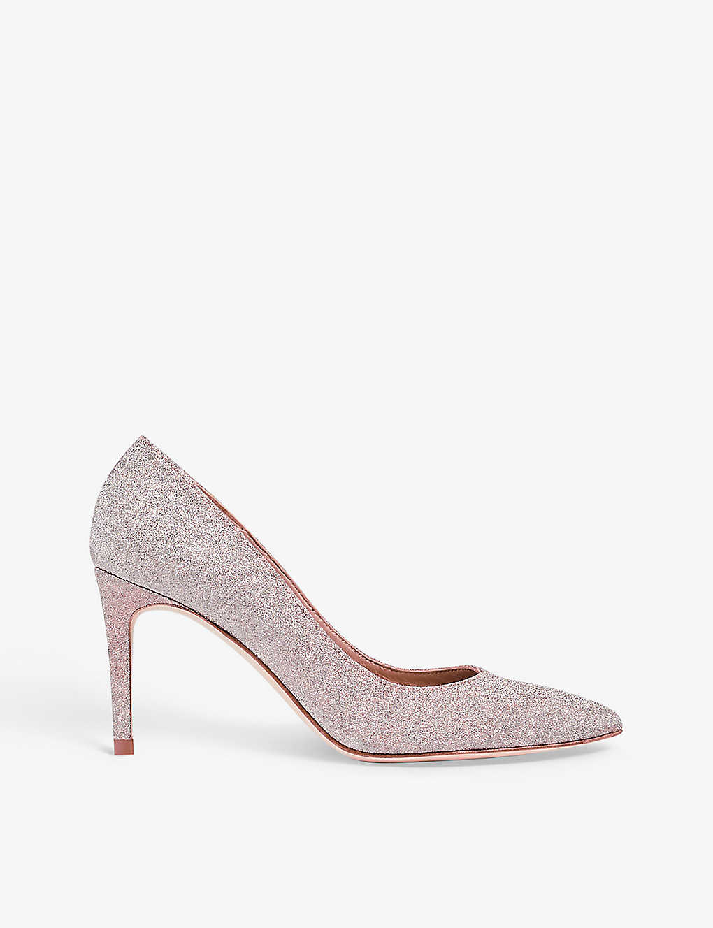 Lk Bennett Floret Pointed Glittered Courts In Pale Pink