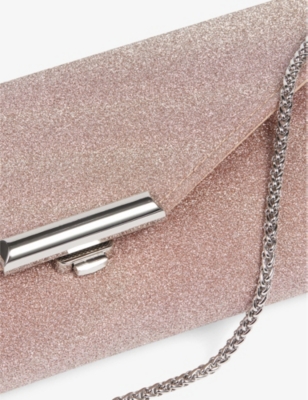 Shop Lk Bennett Women's Pin-lipstick Pink Lucille Envelope-shape Glittered Clutch Bag