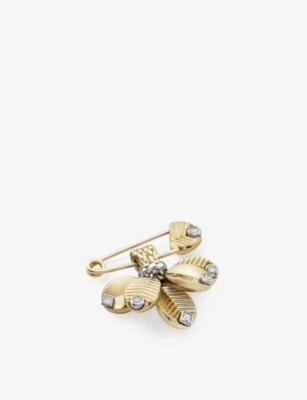 Shop Cartier Womens Yellow Gold Grain De Café 18ct White-gold, 18ct Yellow-gold And 0.21ct Diamond Brooch