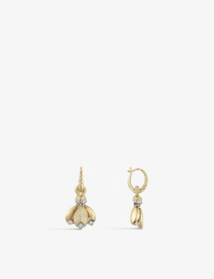 CARTIER: Grain de Café 18ct yellow-gold and 0.24ct diamond earrings