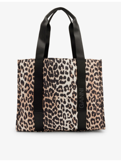 GANNI Leopard-print recycled shell shoulder bag
