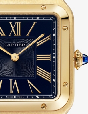 CARTIER: CRWGSA0094 Santos Dumont large 18ct yellow-gold and grained-leather quartz watch