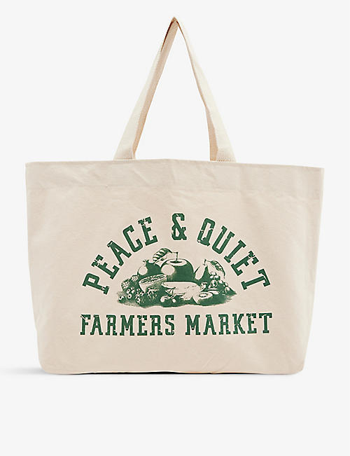 MUSEUM OF PEACE AND QUIET：Farmers Market 品牌印花帆布托特包