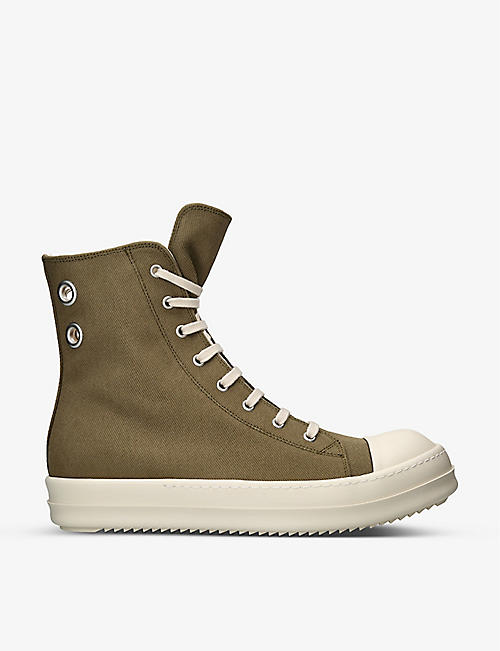 DRKSHDW: Tonal-laces chunky-sole cotton-canvas high-top trainers