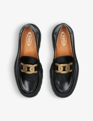 TODS: Gomma Pesante chain-embellished leather loafers