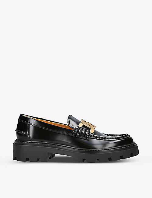 TODS: Gomma Pesante chain-embellished leather loafers