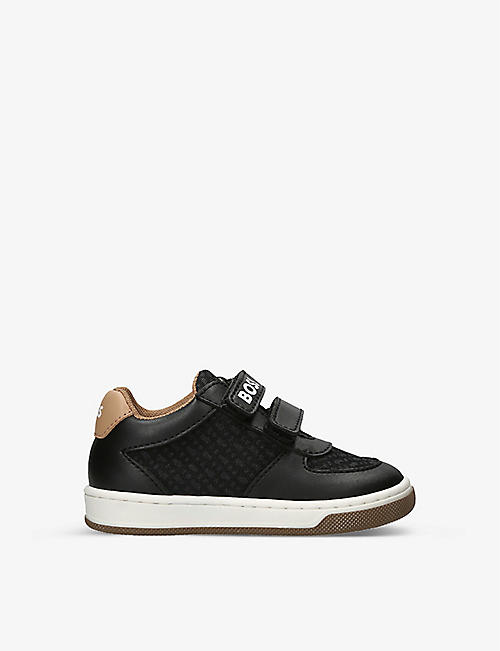 BOSS BY HUGO BOSS: Logo-print mesh woven low-top trainers 2-7 years