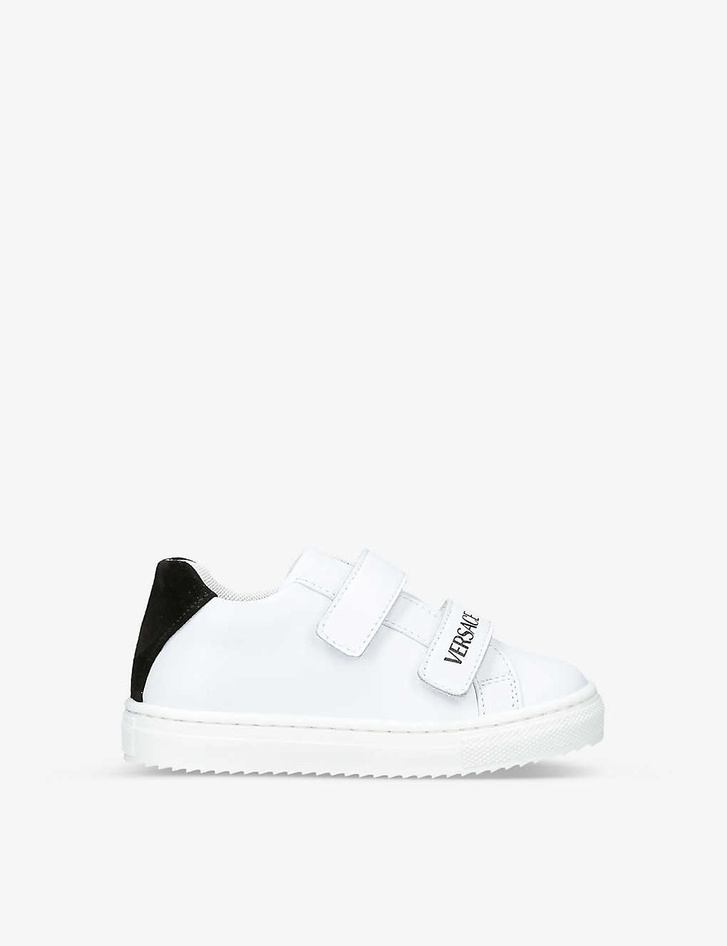 Versace Kids' Logo-print Leather Trainers 2-5 Years In White/blk