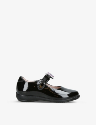 LELLI KELLY: Erin crystal-encrusted bow patent-leather school shoes 3-10 years