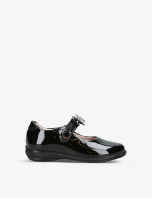 Lelli Kelly Girls Black Kids Erin Crystal-encrusted Bow Patent-leather School Shoes 3-10 Years
