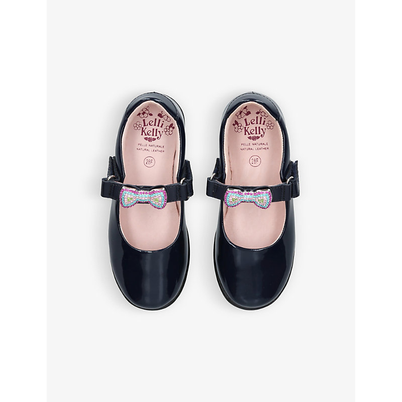 Shop Lelli Kelly Navy Kids Erin Bow-embellished Patent Leather School Shoes 6-9 Years