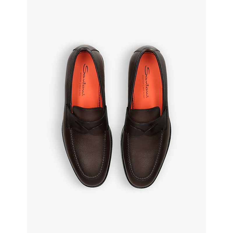 Shop Santoni Men's Dark Brown Carter Wholecut Leather Oxford Shoes
