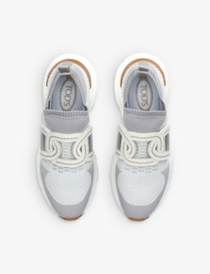 Shop Tod's Tods Womens White Sport Run 54c Calzino Logo-embellished Mesh Low-top Trainers