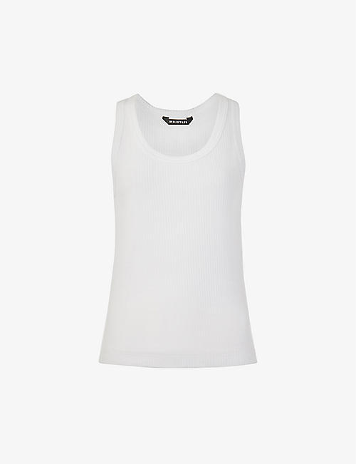 WHISTLES: Scoop-neck ribbed stretch better-cotton vest top